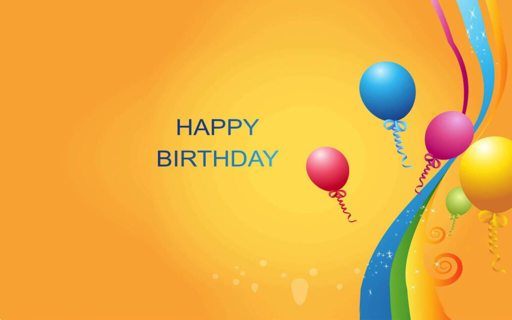 Colorful Balloon Birthday Wallpaper on Bright Orange Background