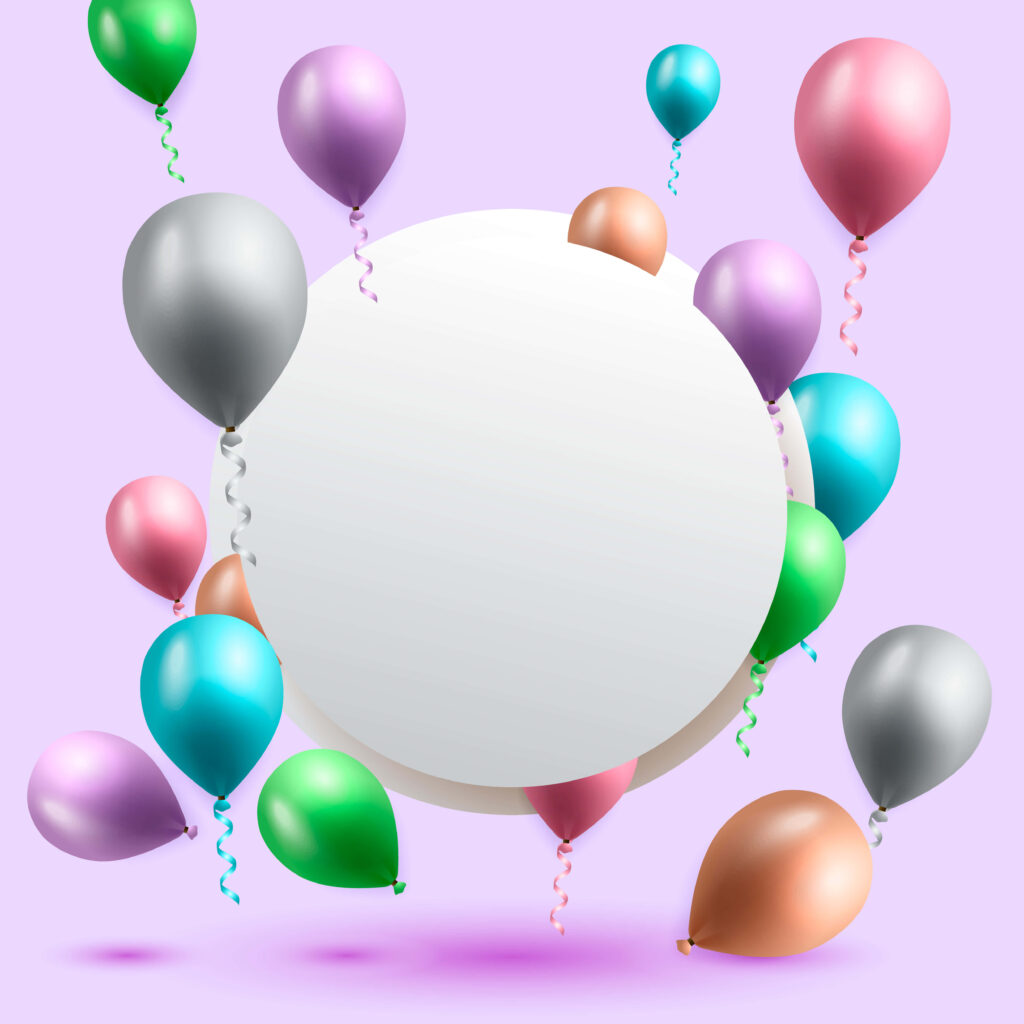 Festive Balloon Wallpaper: Colorful Hues on Soft Lavender Background