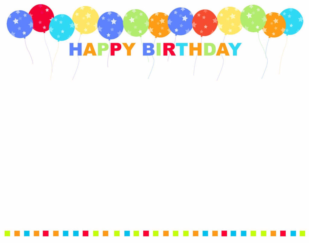 Colorful Balloon Birthday Wallpaper with Star Patterns & Cheerful Borders