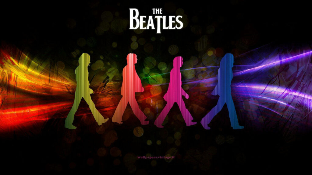 Colorful Beatles silhouettes wallpaper with John Lennon Paul McCartney George Harrison Ringo Starr