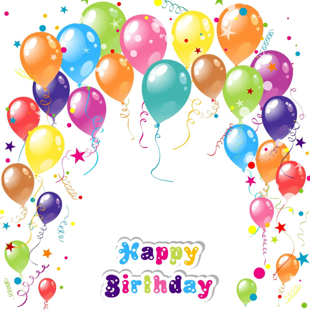 Vibrant Birthday Wallpaper with Colorful Balloons & Confetti Design