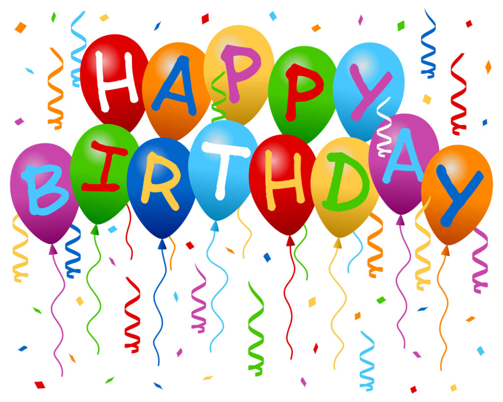 Colorful Balloon Happy Birthday Wallpaper with Festive Confetti