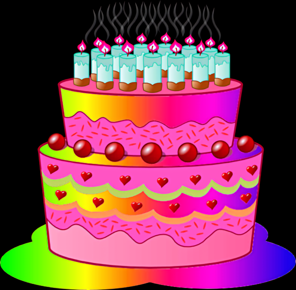 Colorful Birthday Cake Wallpaper: Festive Two-Tier Design
