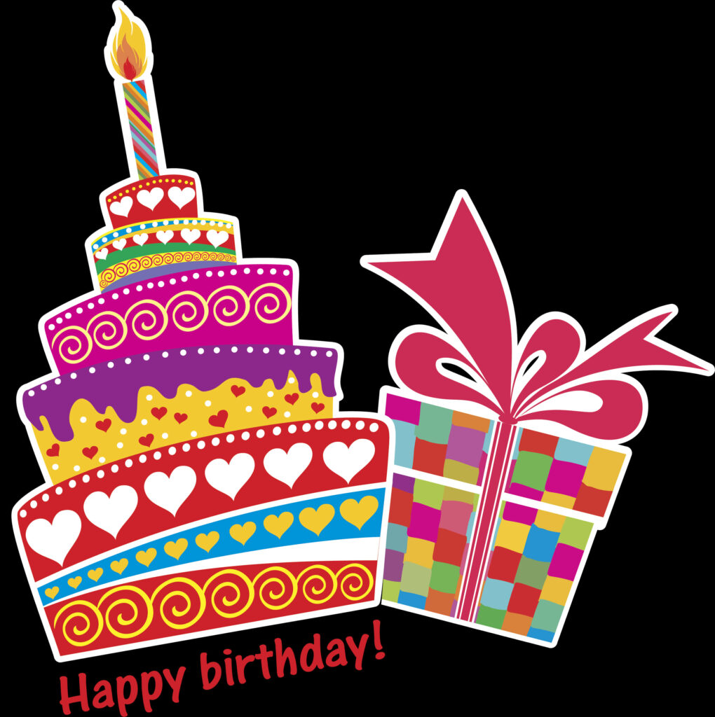 Vibrant Birthday Cake Wallpaper: Festive Joy with Gift Box Design