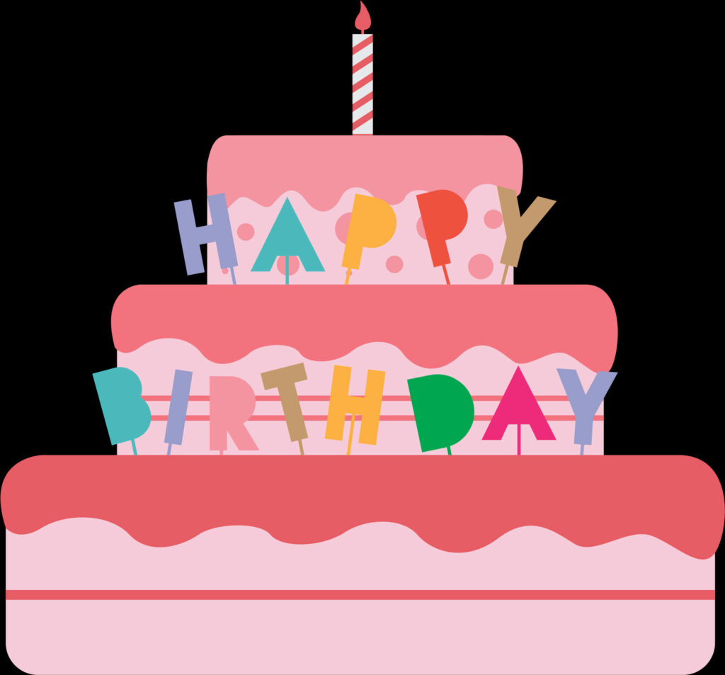Colorful Birthday Cake Wallpaper with Playful Striped Candle
