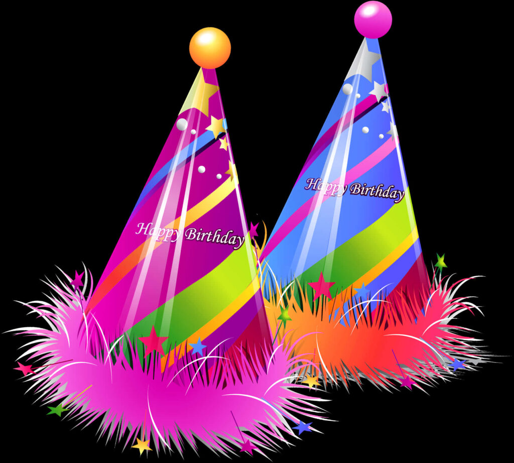 Colorful Birthday Hats Wallpaper with Festive Patterns & Happy Birthday