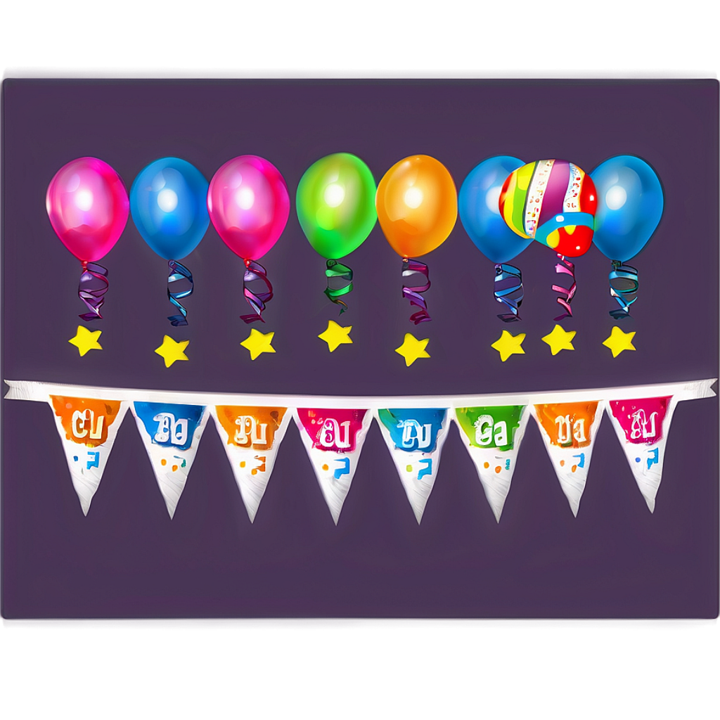 Vibrant Birthday Party Wallpaper with Balloons and Banner Background
