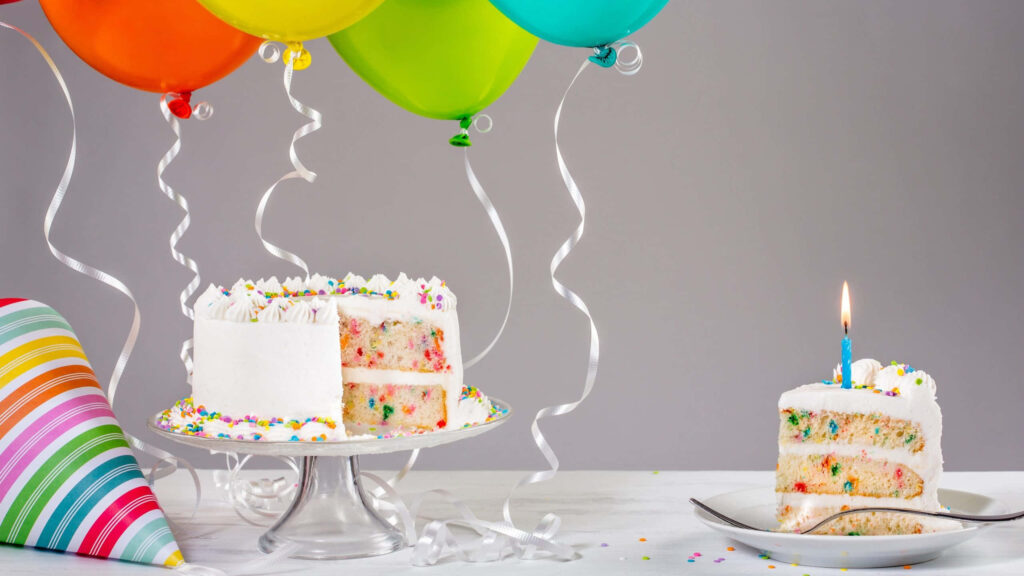 Colorful Birthday Wallpaper: Cake, Balloons & Celebration Vibes