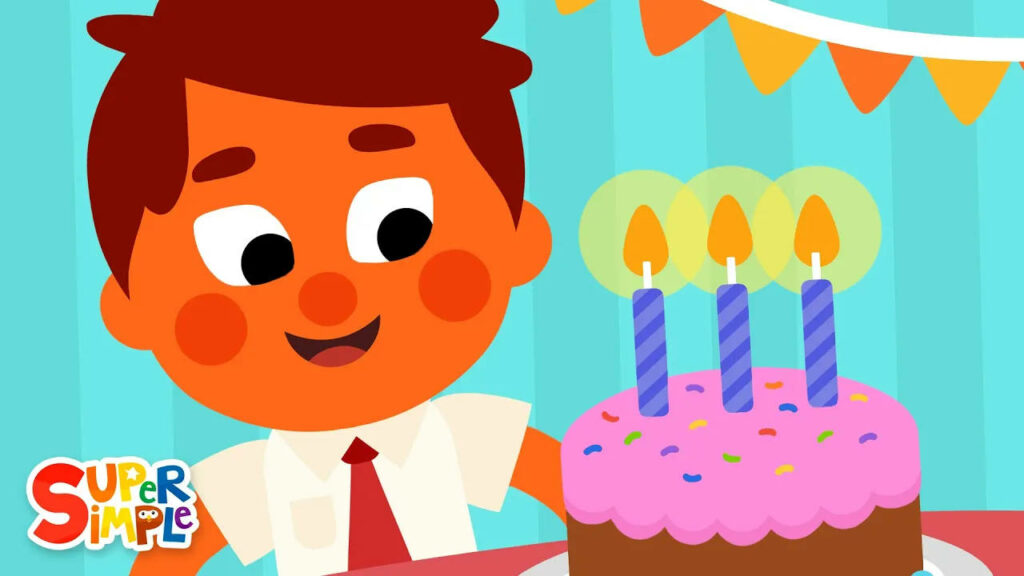 Colorful Birthday Wallpaper with Animated Character & Cake