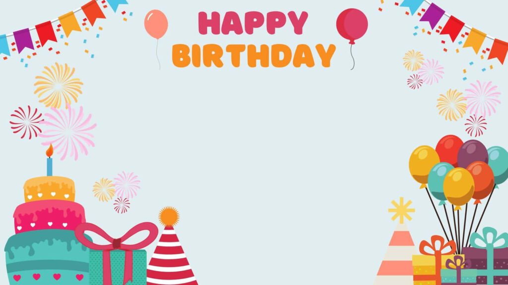 Vibrant Birthday Wallpaper: Balloons, Cake & Celebration Icons