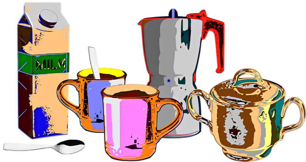 Colorful Pop-Art Breakfast Table Wallpaper for a Cheerful Vibe