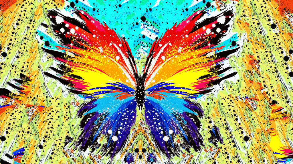 Vibrant Abstract Butterfly Artwork: Bold Colors for Wallpaper Background