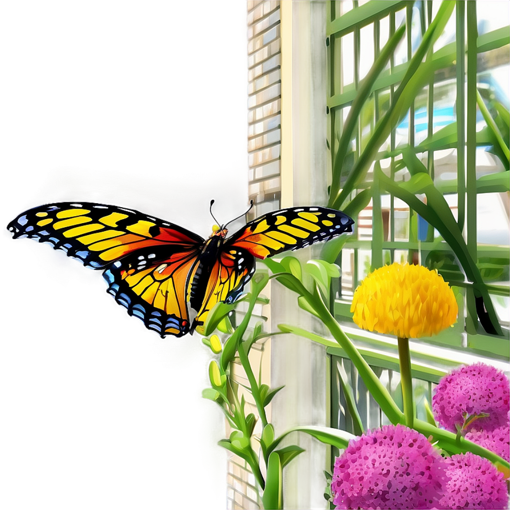 Vibrant Butterfly Amid Blooms - Lush Garden Wallpaper Background
