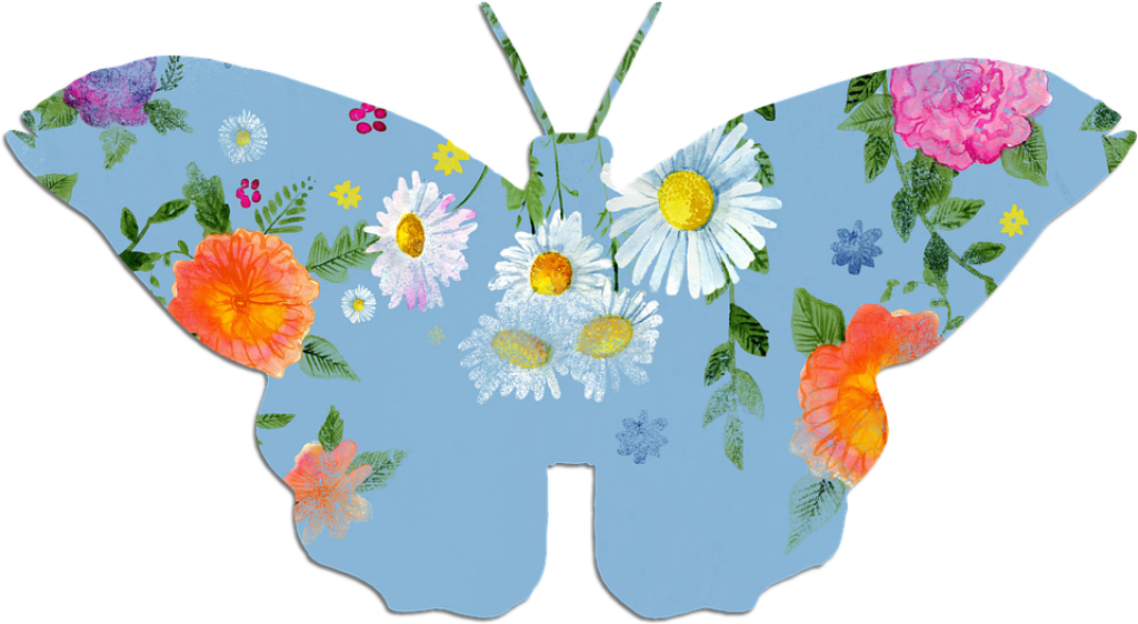 Vibrant Butterfly Illustration with Floral Patterns - Wallpaper Design