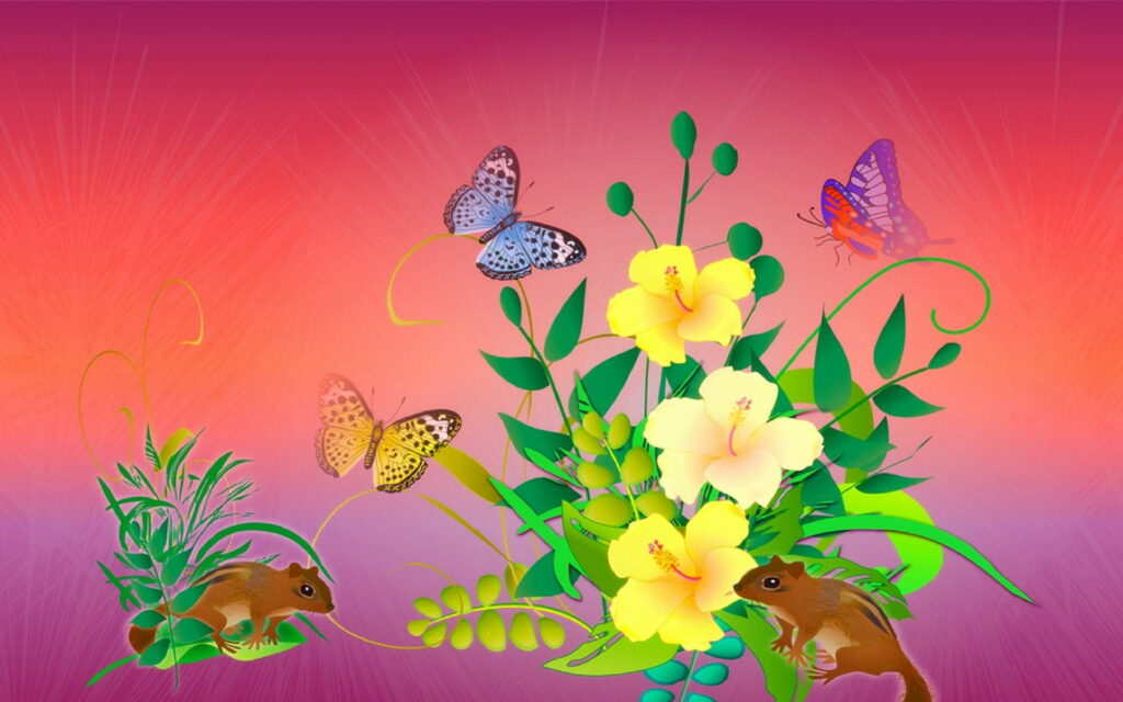 A Breathtaking Kaleidoscope: Vibrant Digital Art Portrait Featuring Colorful Rats, Softness, and Nature's Beauties Wallpaper