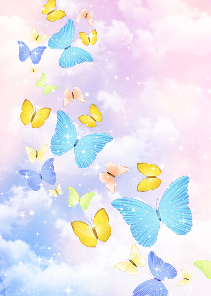 Colorful Butterfly Wallpaper: Enchanting Pastel Sky Background