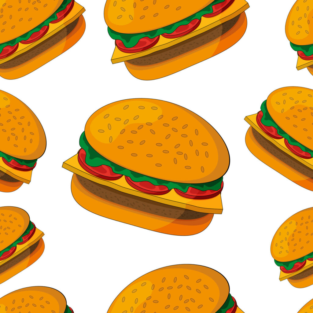 Colorful Cartoon Cheeseburger Wallpaper: Fun & Vibrant Design