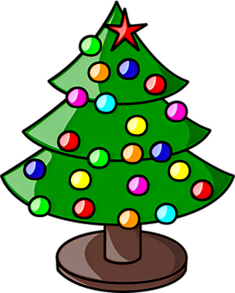 Colorful Cartoon Christmas Tree Wallpaper - Festive Holiday Background