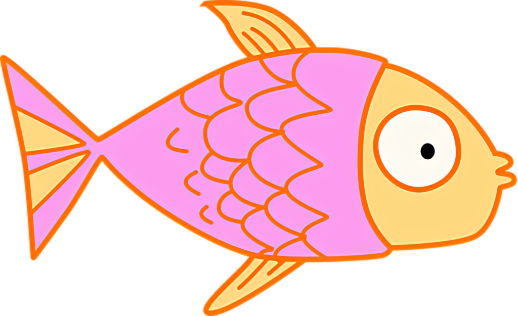 Playful Cartoon Fish Wallpaper: Vibrant Pink & Orange Design