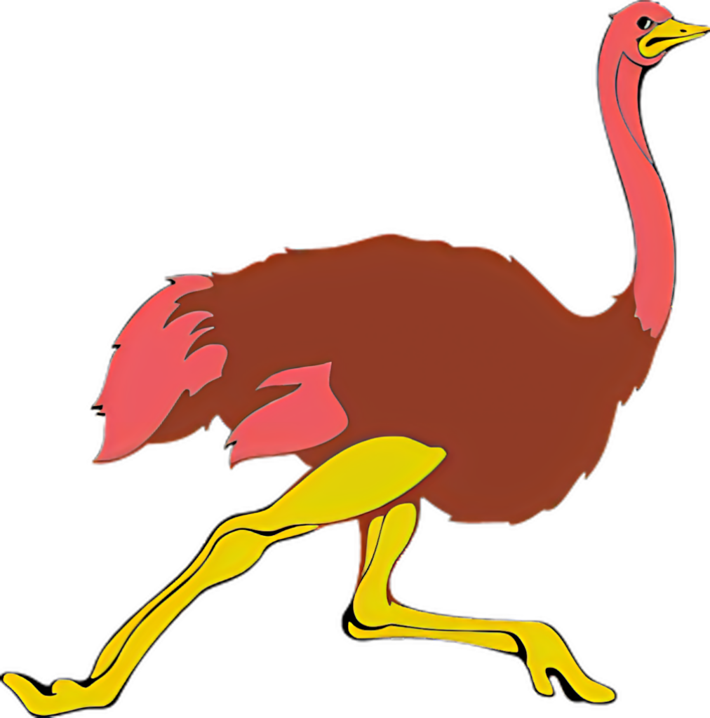 Colorful Cartoon Ostrich Vector Wallpaper - Playful Pink & Yellow Design