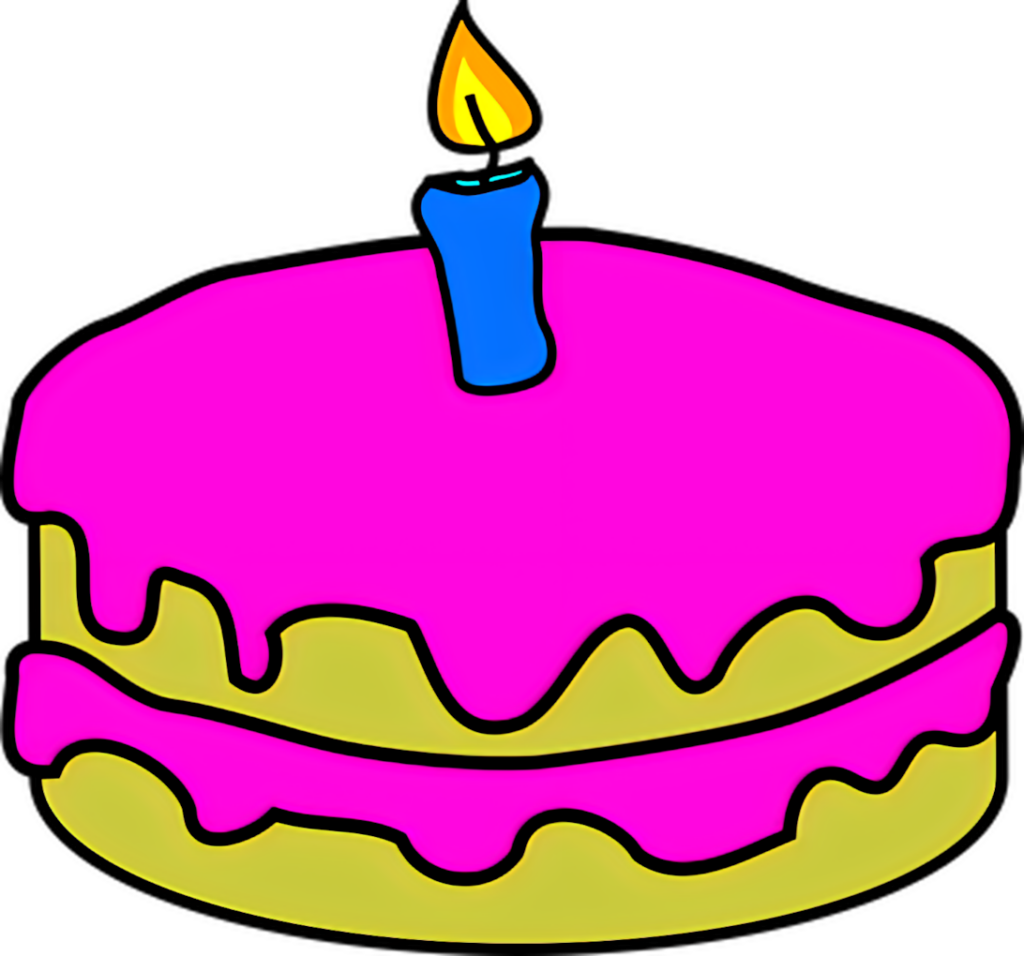 Vibrant Cartoon Pink Birthday Cake Wallpaper for Festive Background