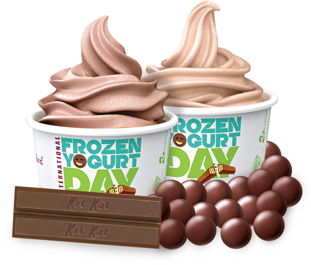 Colorful Chocolate Frozen Yogurt with Kit Kat: Sweet Celebration Wallpaper