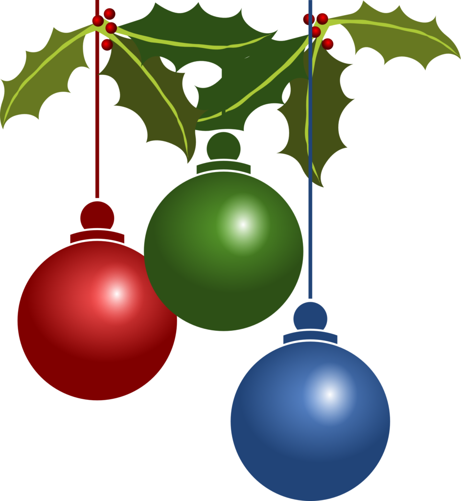 Colorful Christmas Baubles with Holly - Festive Wallpaper Background