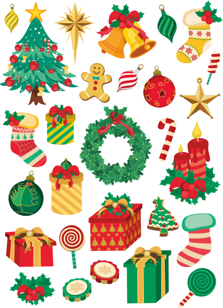 Festive Christmas Decorations Wallpaper: Cheerful Holiday Spirit