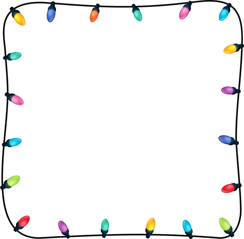 Colorful Christmas Lights Wallpaper with Black Background Border