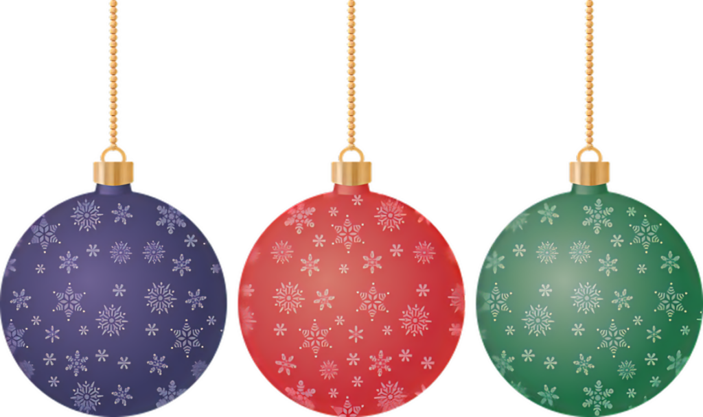 Festive Wallpaper: Colorful Christmas Ornaments with Snowflakes
