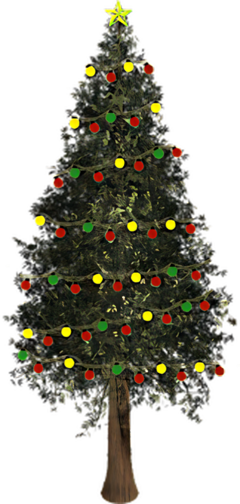 Festive Christmas Tree Wallpaper with Colorful Lights & Star Topper