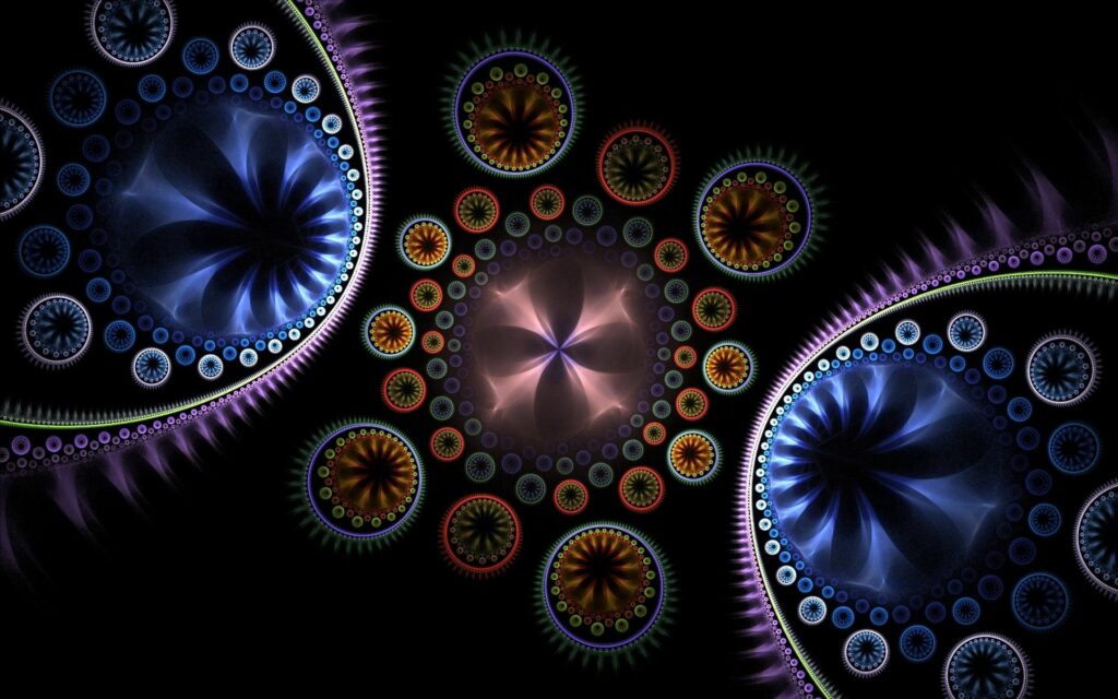 Colorful Circle Patterns on Black Background - 1920x1200 Wallpaper
