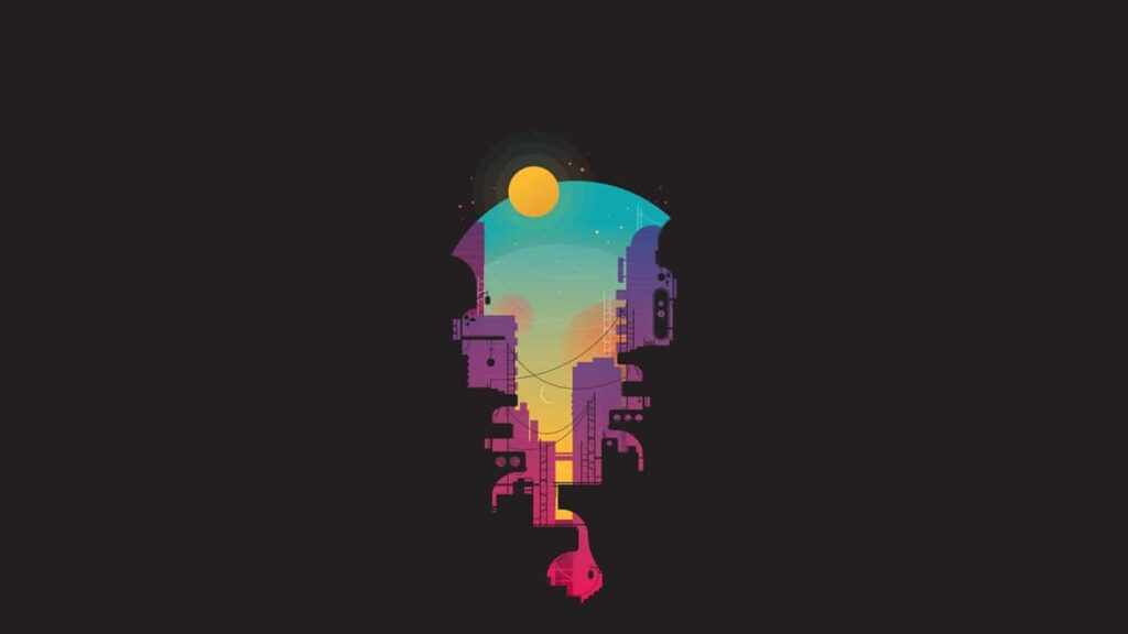 Colorful City Umbrella: Striking Minimalist HD Wallpaper