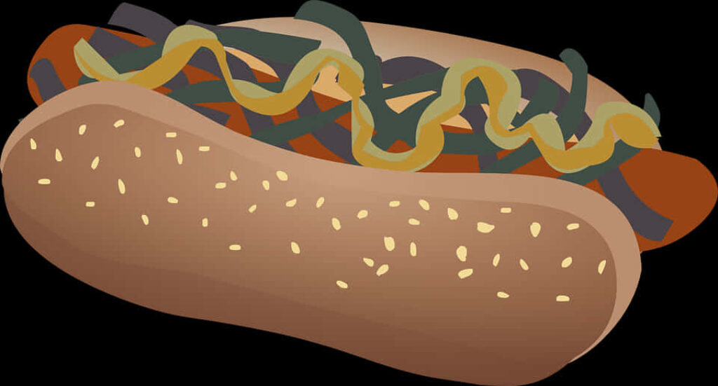 Colorful Hot Dog Illustration with Toppings - Appetizing Wallpaper