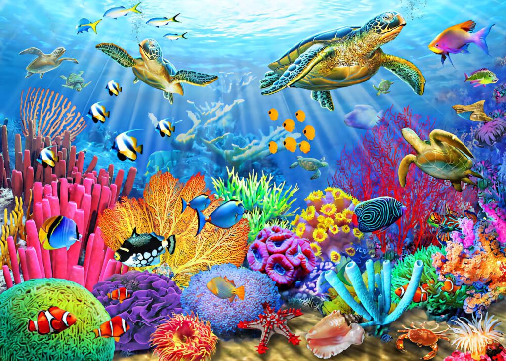 Vibrant Coral Reef Wallpaper: Colorful Tropical Fish & Marine Life