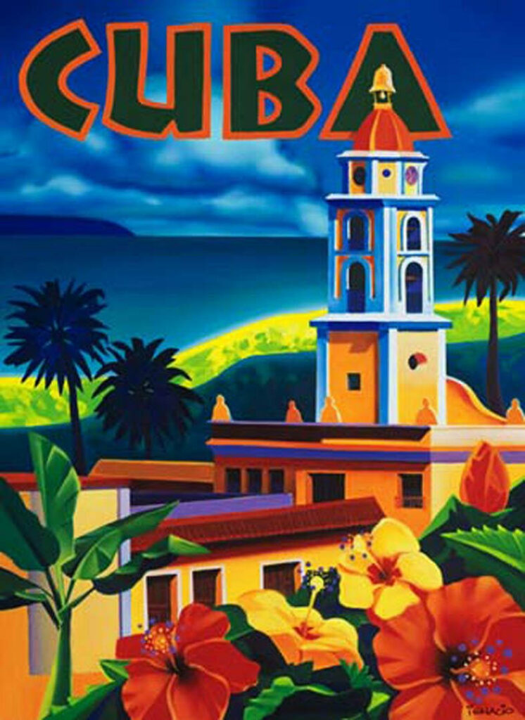 Cuban Paradise: Colorful Digital Postcard Wallpaper Background