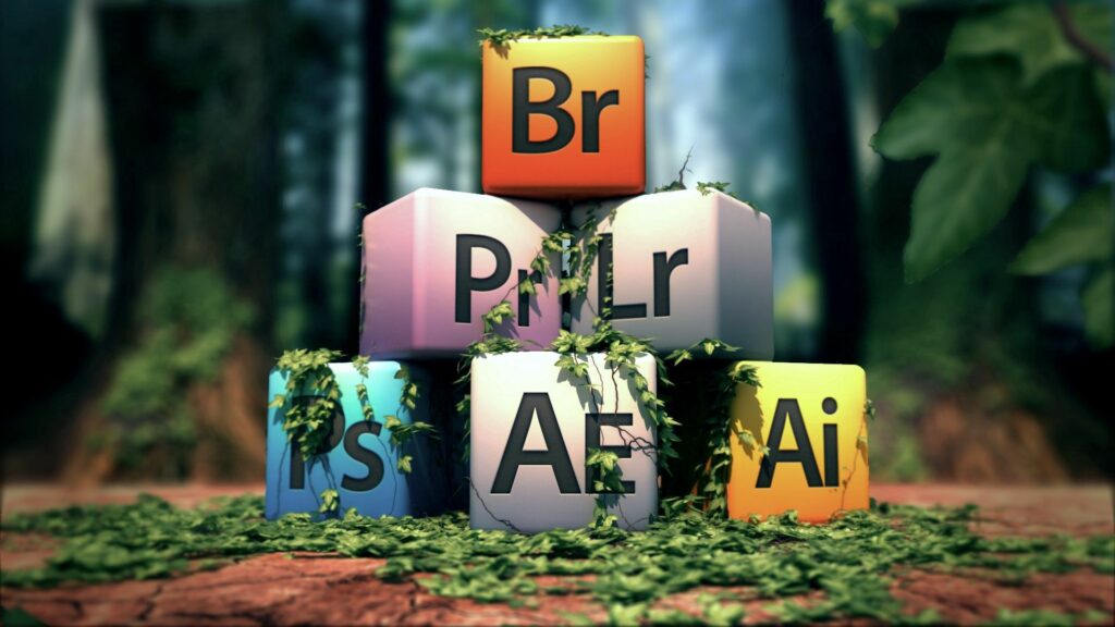 Colorful Lettered Cubes in a Lush Forest - 1920x1080 Wallpaper