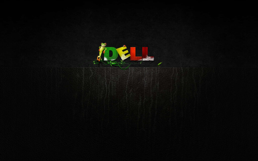 Vibrant Dell Logo on Dark Textured Background Wallpaper