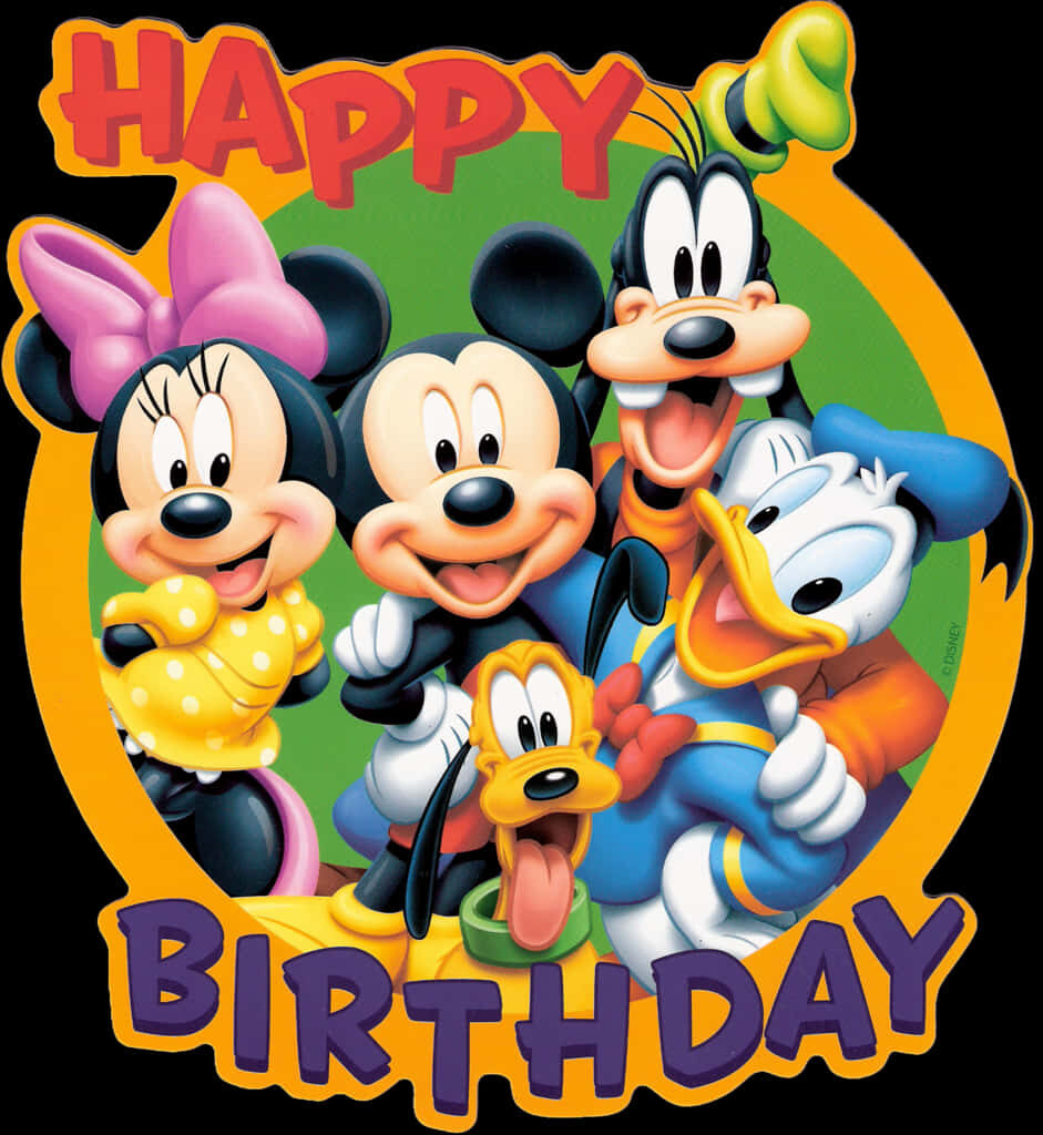 Playful Disney Birthday Wallpaper: Minnie, Mickey & Friends