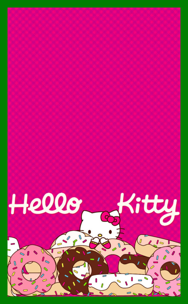 Playful Donut Wallpaper with Hello Kitty: Cute Pink Background
