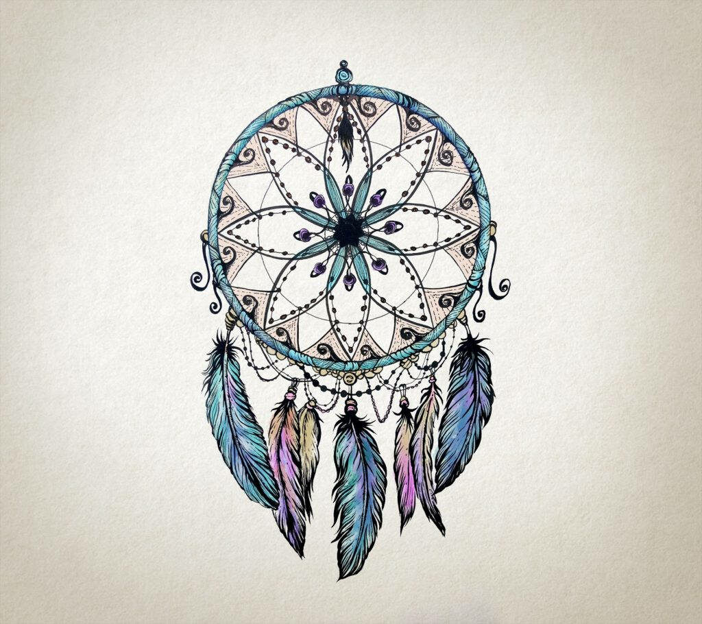 Vibrant Dreamcatcher Wallpaper with Colorful Feathers - 3D Design