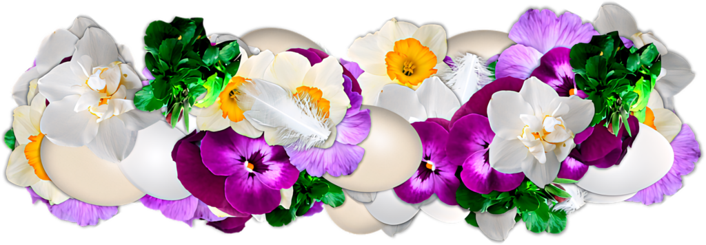 Colorful Easter Egg and Flower Wallpaper - Festive Border Design