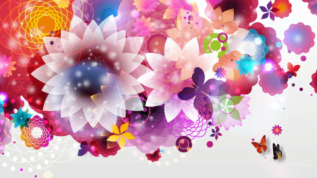 The Enchanting Symphony of Vibrant Blooms and Butterflies: A Captivating Visual Fantasy in Purple Wallpaper