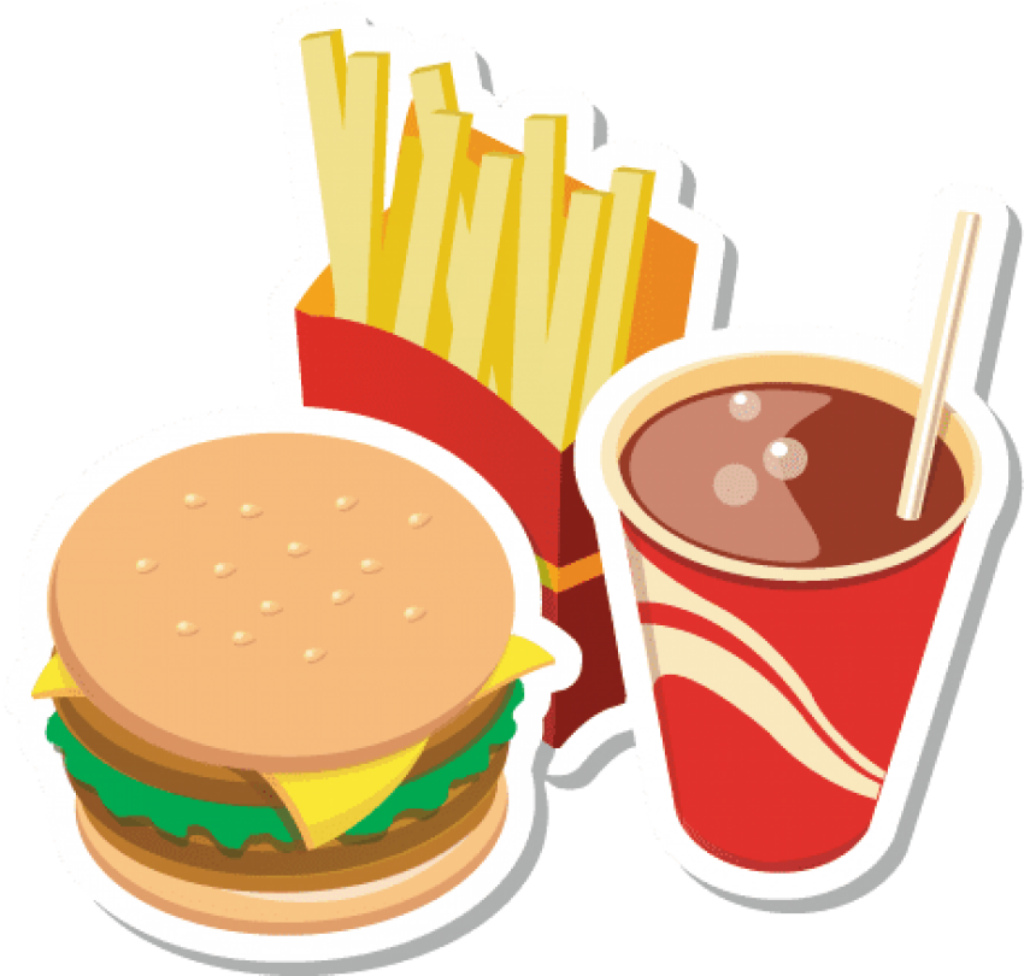 Vibrant Fast Food Combo: Burger, Fries, and Soda Wallpaper