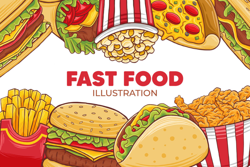 Colorful Fast Food Wallpaper Background for Fun Design Projects