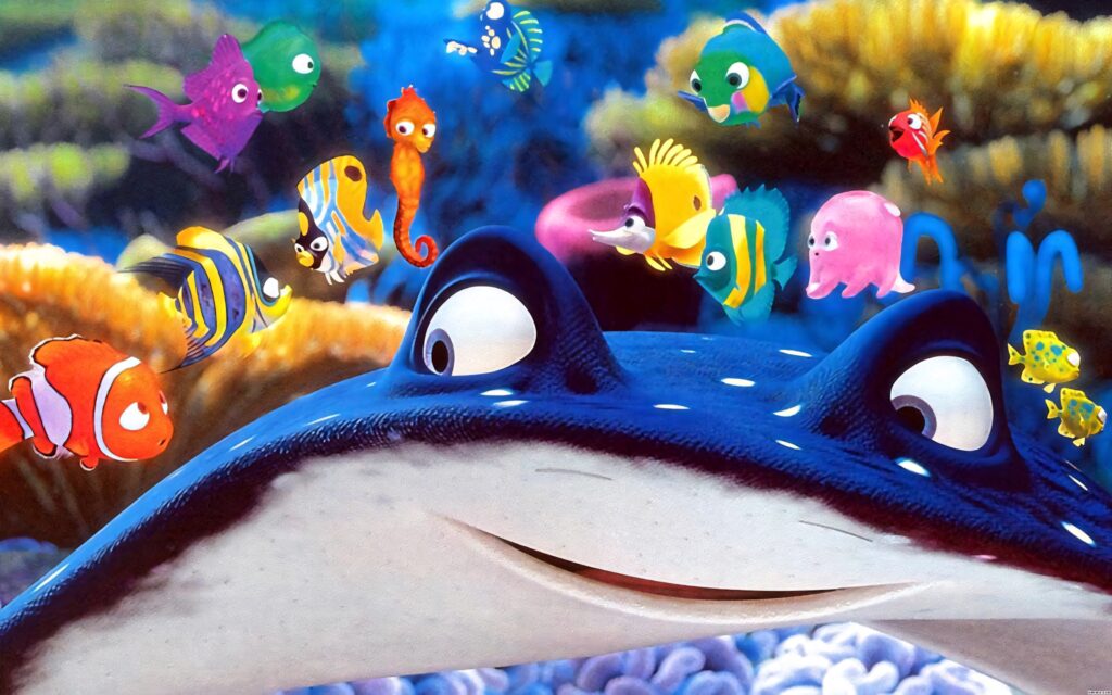 Colorful Finding Nemo Wallpaper with Mr. Ray & Playful Sea Creatures