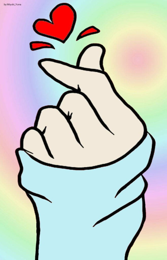 Colorful Finger Heart Wallpaper: Love Symbol with Pastel Background