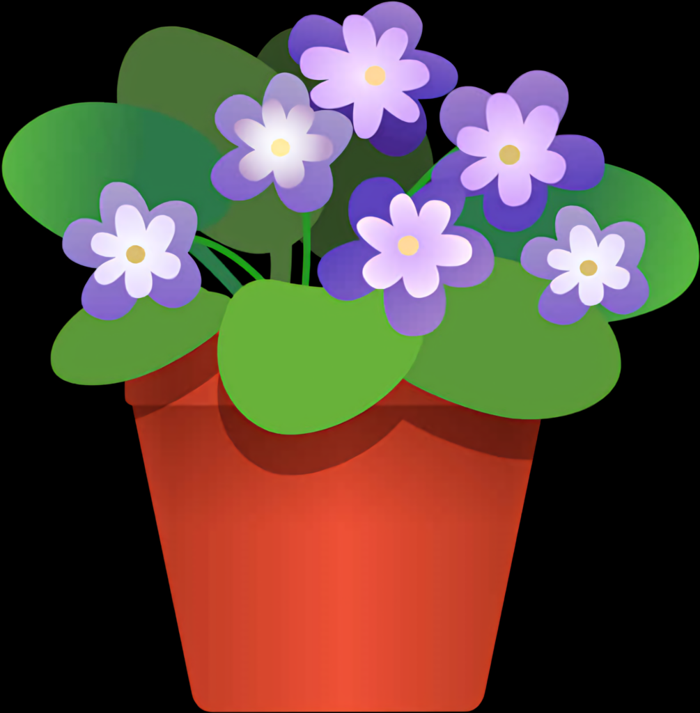 Charming Colorful Flower Wallpaper in Red Pot - PNG Background