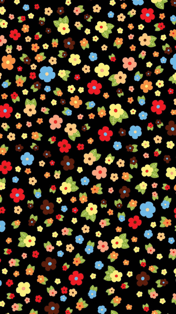 “Vibrant Floral iPhone Wallpaper on Dark Background”