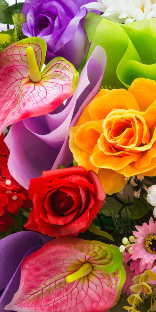 Vibrant Floral Wallpaper: Colorful Roses & Anthuriums Background